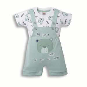 Happiee Bears Baby Dungaree Set with Cotton T-Shirt for Boys & Girls | Soft & Breathable Cotton, Knit Fabric | Comfortable Unisex Baby Outfit
