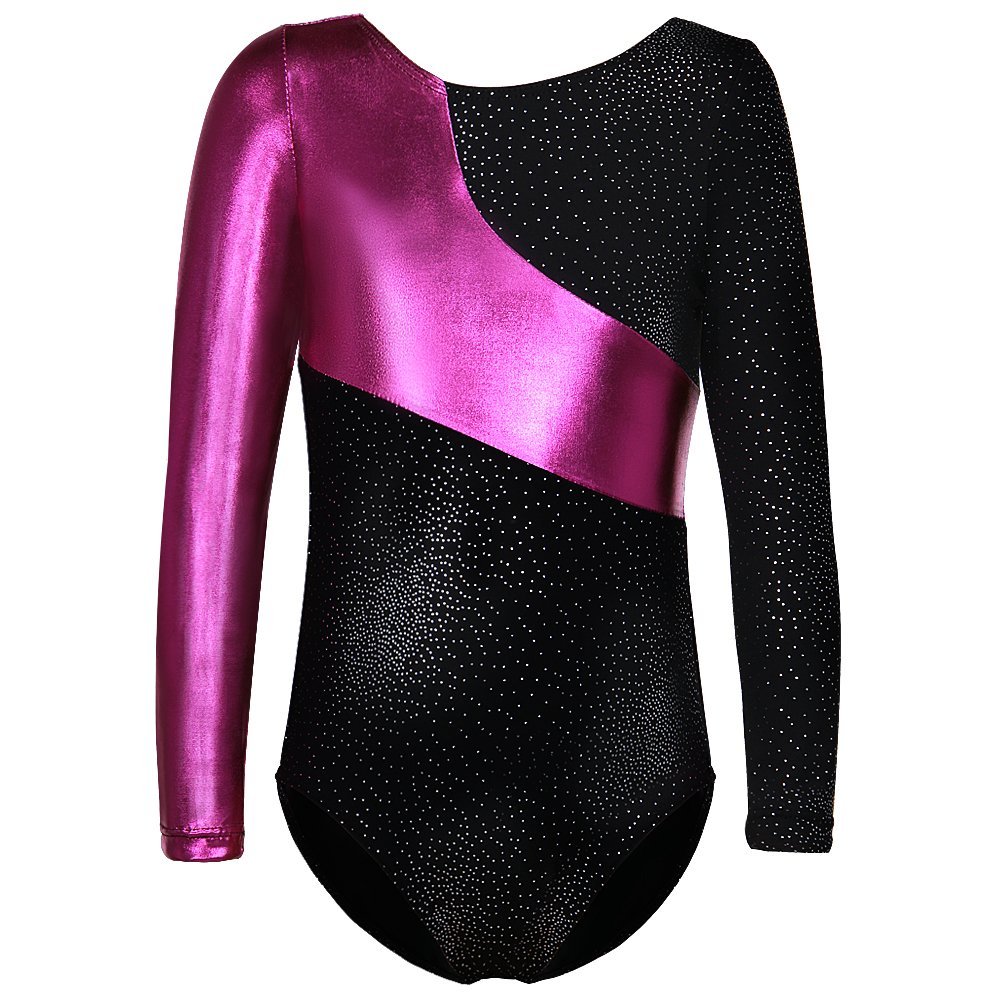 DAXIANG Gymnastics Leotard for Girls Stripe Starry Sky Long Sleeves Athletic Unitard 2-15 Years