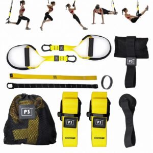 FreshDcart ABS Suspension Trainer Straps (The Complete Total-Body Training System) Kit Portable Fitness Set for Home Gym/with Workout DVD and Guide (FDCST87)