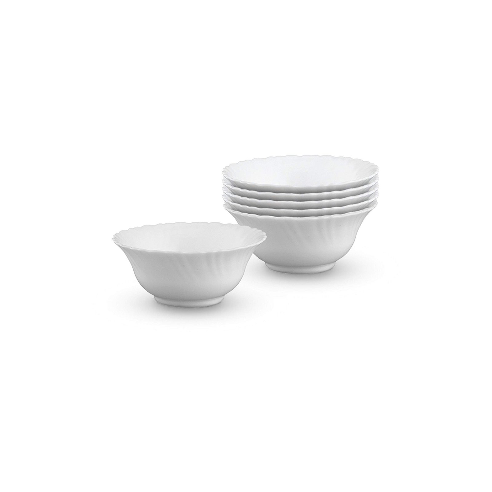 Larah By Borosil – Solid Opalware Veg Bowl – White, 4.5 Inch, Set of 6, 210 Ml