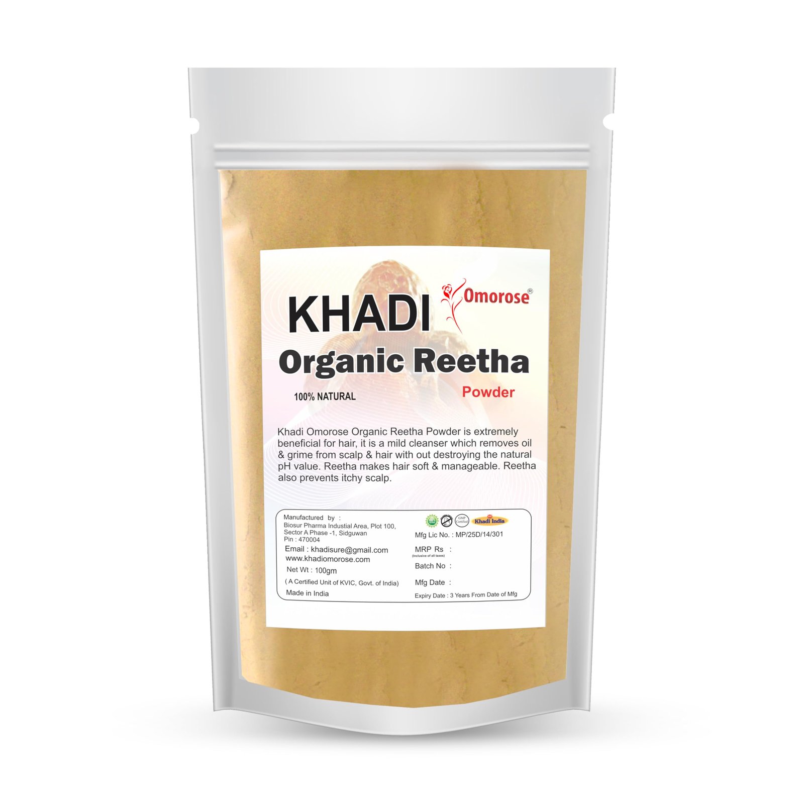 Khadi Omorose Reetha Powder For Hair, 100 grams