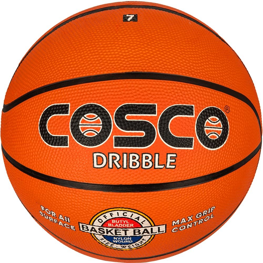 Cosco Nylon Dribble Rubber Basket Ball (Size – 7, Orange)