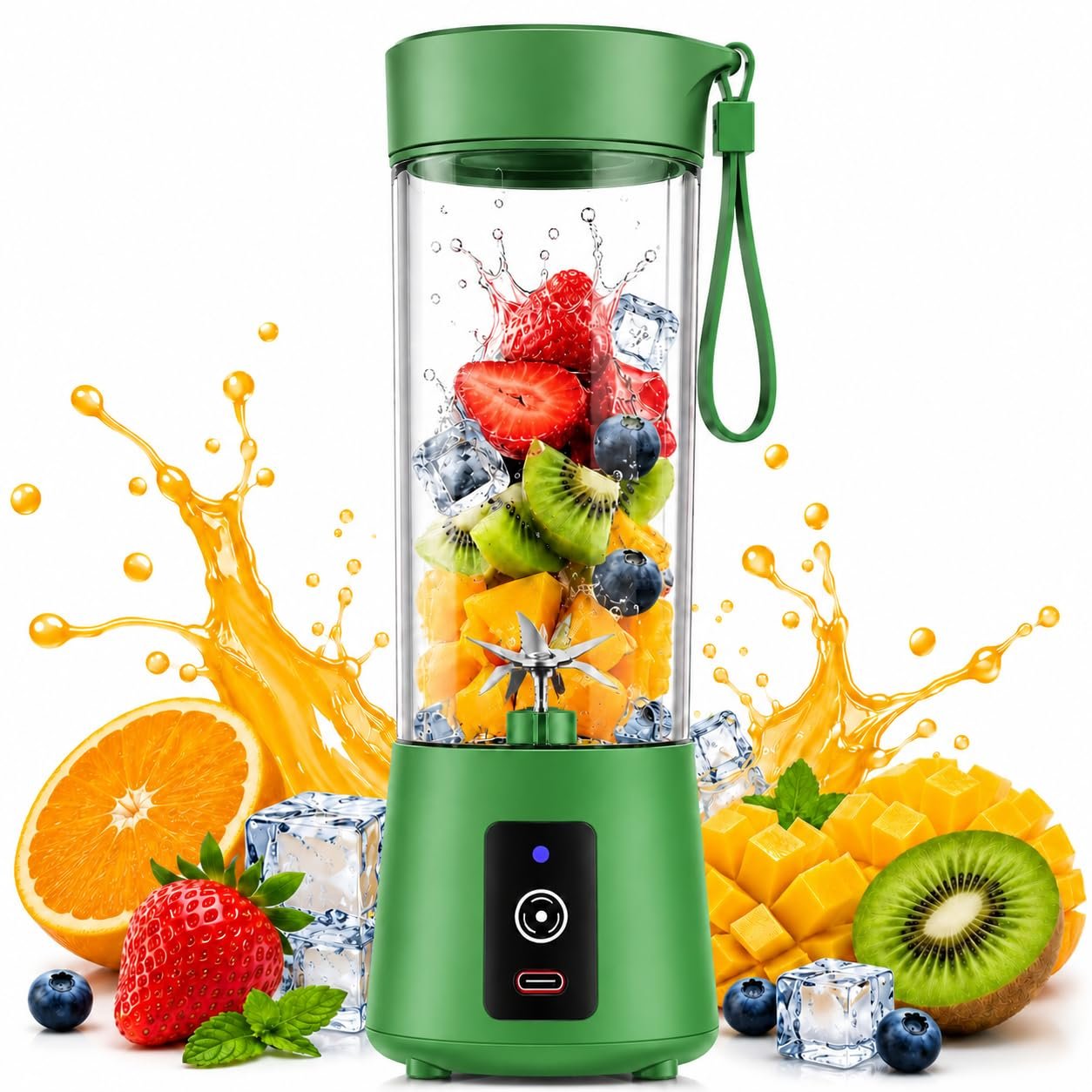 6 Blade Juicer Mixer Grinder Mini, Portable Blender for Smoothies & Juices, Smoothie Maker, Milkshake Blenders, Portable Juice Maker Bottle, USB Rechargeable Bottle Juicer Blender