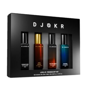 Djokr Perfume for Man | 4×20 ML | Perfume for Men Long Lasting Smell, Gift for Man, Eau De Parfum Men, Premium Luxury Long Lasting Fragrance Spray (On The Rocks, Oud Wood, Signature, Marine)