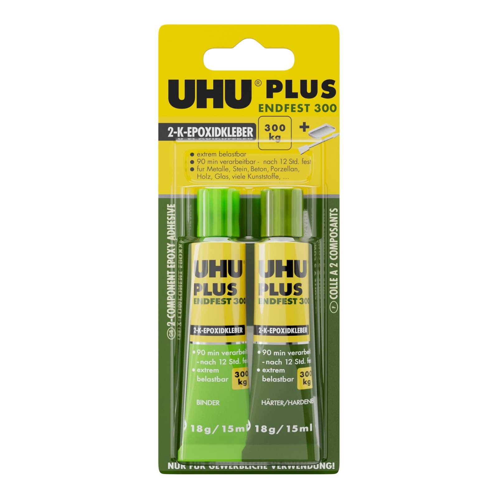 UHU Plus endfest 300 Komponentenkleber endfest 33g Tube Binder Tube HÄRTER