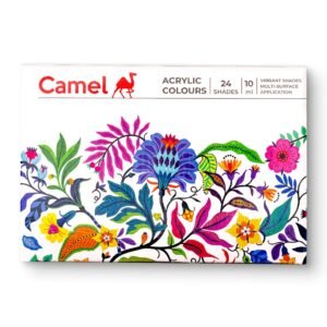 Camel Acrylic Ultra Colour – 24 Rich Shades (10ml each) | Multi-Surface DIY Paints | Vibrant & Permanent Colors | Suitable on Canvas, Wood, Fabric, Paper and Ceramics