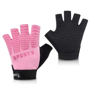 Accmor Kids Cycling, Camping, Fishing Sports Gloves, Half Finger Gloves, Non-Slip, Adjustable, Pink, Girls