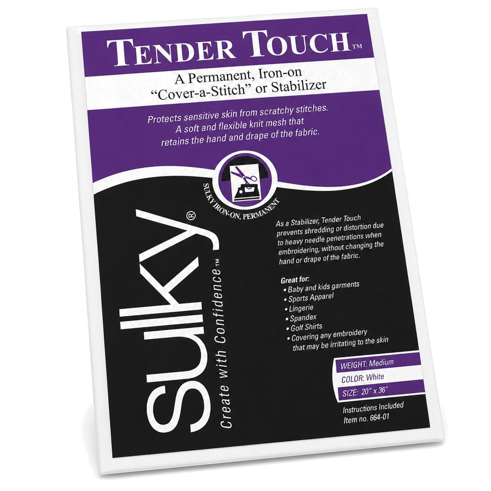 Sulky Of America Cut Away Tender Touch Iron-On Backing White, 20″ by 36″, Plum Dandy (664-01)