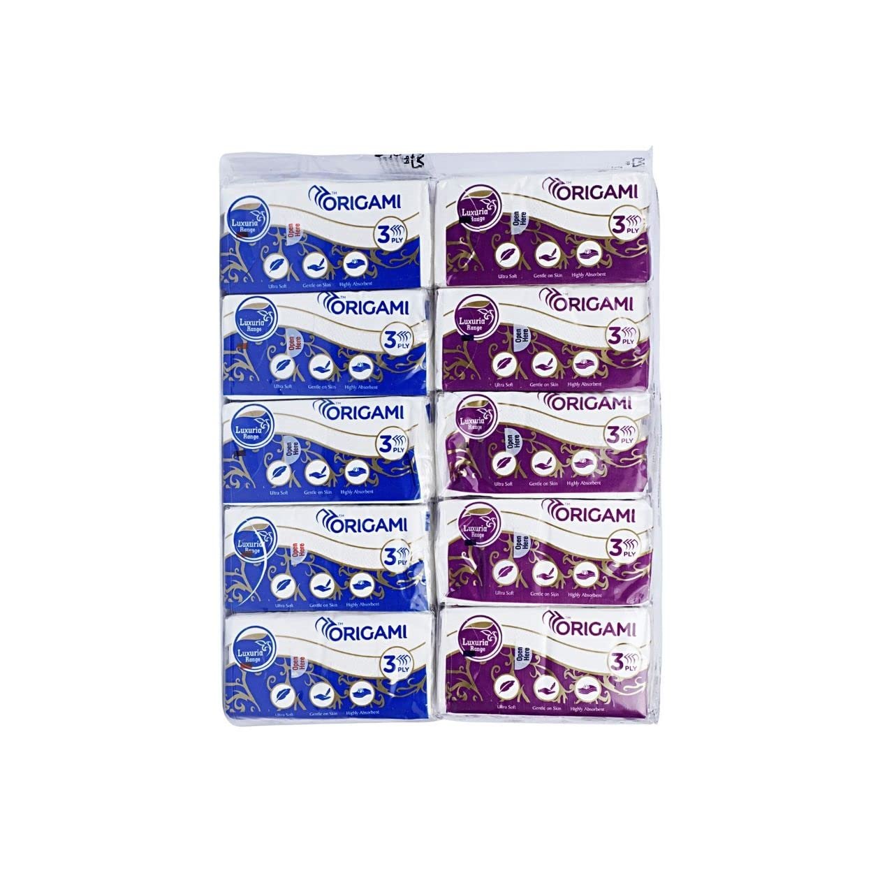 Origami Luxuria Pocket Tissues | 3 Ply | Pack of 2 | 10 Pulls Each