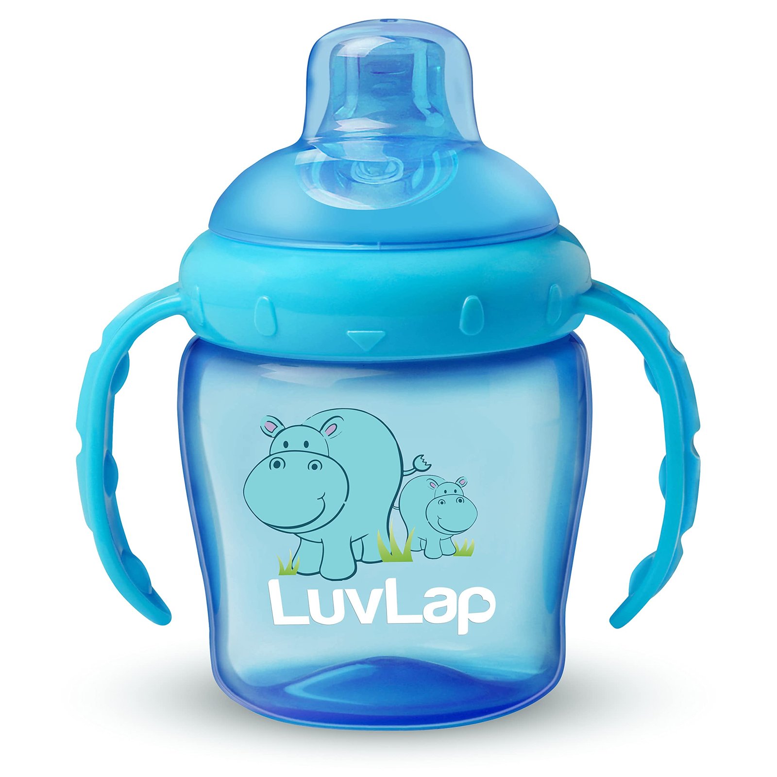 LuvLap Hippo Spout Sipper, 225ml, Anti-Spill Sippy Cup with Soft Silicone Spout BPA Free, Dual Handle, Lightweight & Easy Grip, 1 Year+ (Blue)