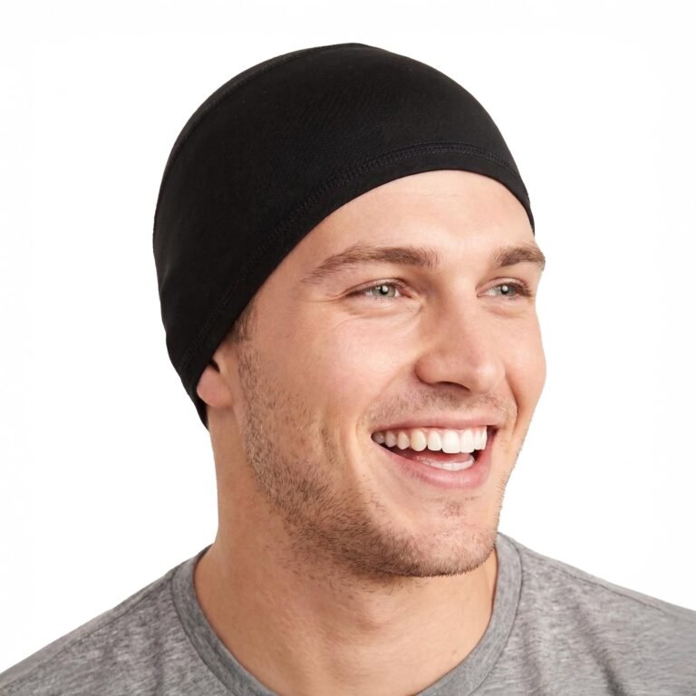 Cooling Skull Cap Helmet Liner for Men – Sweat Wicking Motorcycle & Football Under Hard Hat Liner – UPF 50 Sun Protection Running & Cycling Head Caps – Black