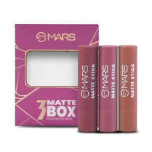 MARS Matte Box Set of 3 Lipsticks for Women | Pack of 3 Lipsticks | Matte Finish, Highly Pigmented | Smooth Glide & Long-Lasting| No Frequent Touch-ups (3×3.2 gm) (02-Peaches & Nudes)