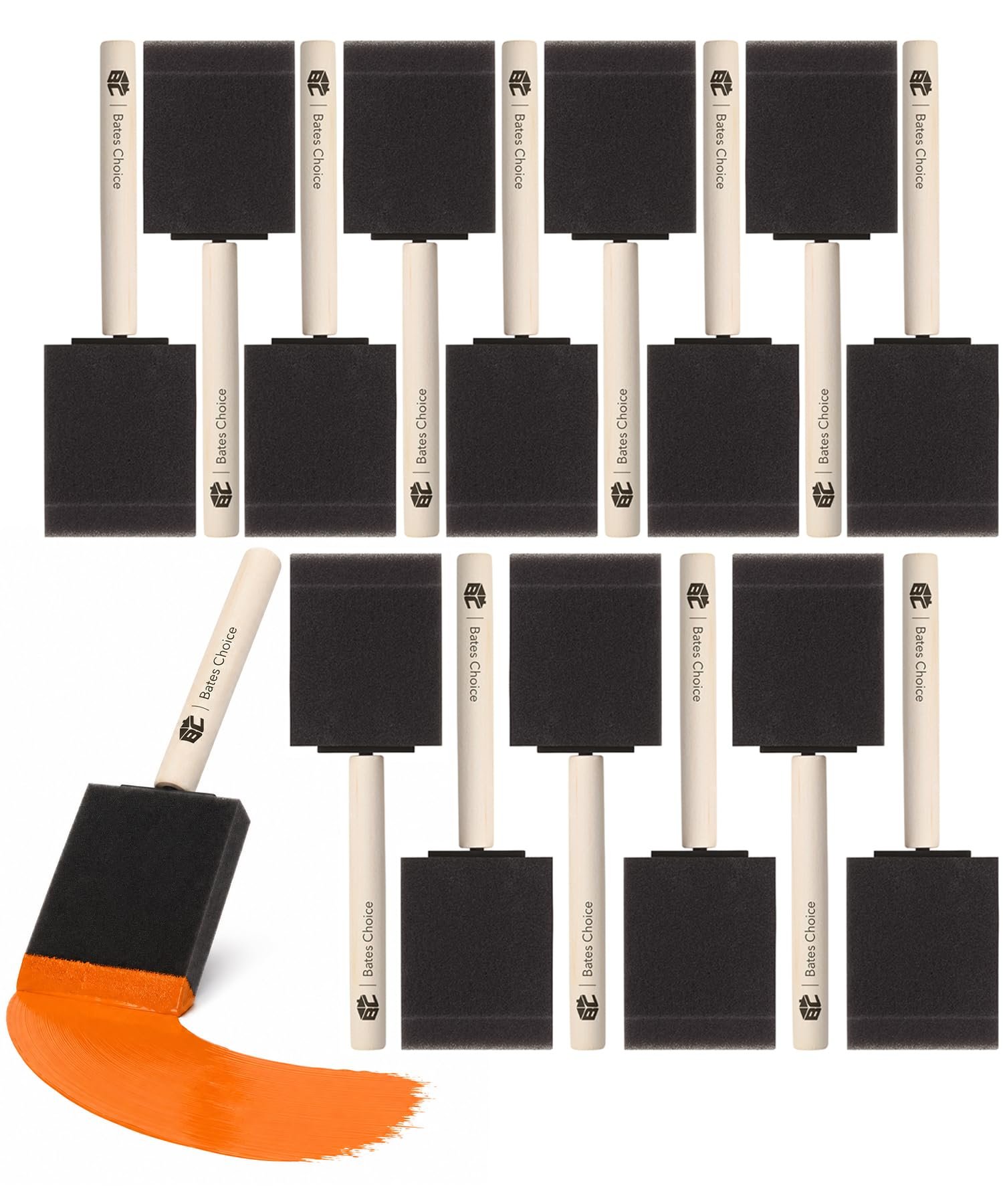 Bates- Foam Paint Brushes, 16pcs, 2 Inch, Sponge Brushes, Sponge Paint Brush, Foam Brushes, Foam Brushes for Painting, Foam Brushes for Staining, Paint Sponges, Foam Sponge Brush