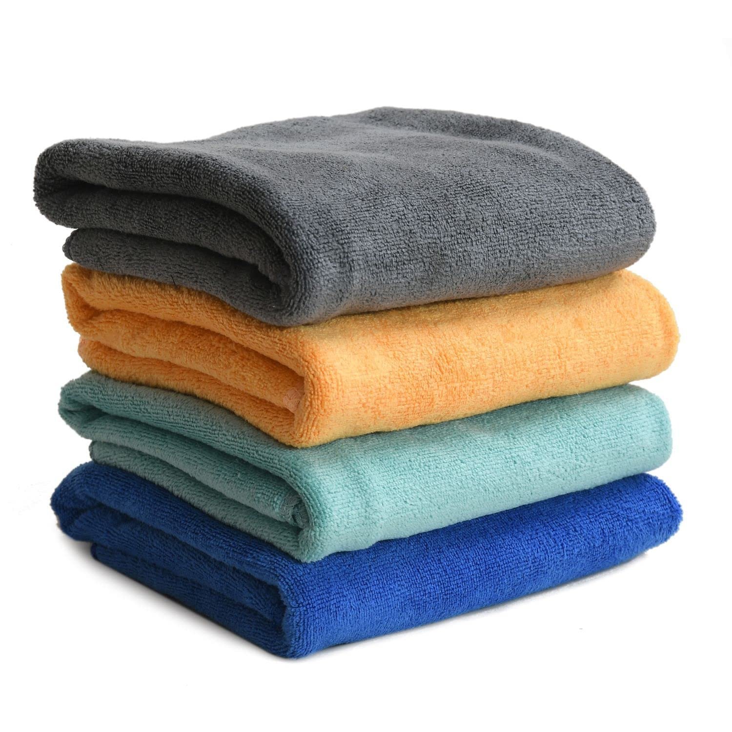 Yellow Weaves Super Soft Microfiber Hand Towels, Gym & Workout Towels 400 GSM, Multicolour 8, Set of 4