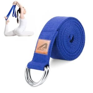Boldfit Yoga Belt for Women and Men – Yoga Strap for Stretching with Extra Safe Adjustable D-Ring Buckle – Durable and Comfy Texture – Perfect for Your Yoga Session – 6 Feet, Blue