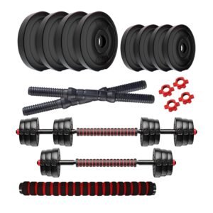 Amazon Brand – Symactive PVC 3-in-1 Convertible Dumbbells Set
