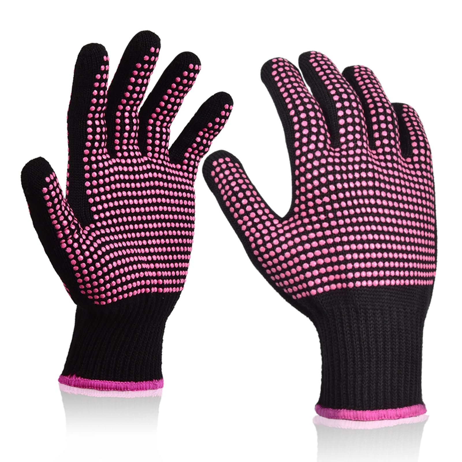 Heat Resistant Gloves with Silicone Bumps,Sopito 2Pcs Professional Heat Proof Glove Mitts for Hair Styling Curling Iron Flat Iron and Curling Wand Hot-Air Brushes,Universal Fit Size