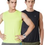 Amazon Brand – Symbol Men’s Polyester Color Block Active Regular Fit Sports | Round Neck | Sleeveless T-Shirt