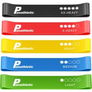 Set of 5 Panathletic Fitness Loop Bands / Resistance Bands â— 12 x 2 Inches â— 100% Natural Latex â— Exercise Guide for a Full-Body Workout â— Carrying Bag â— Lifelong Money Back Guarantee
