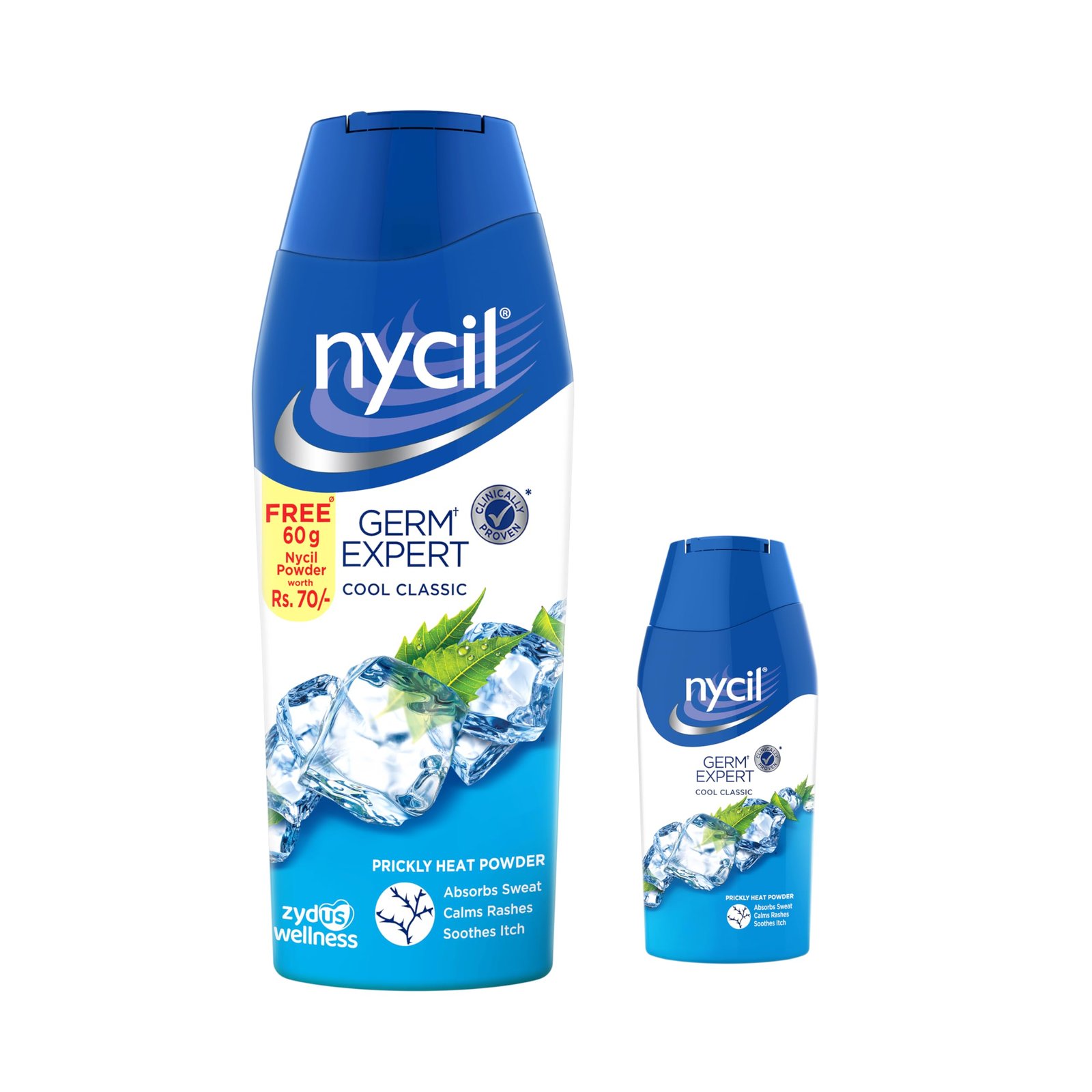 Nycil Germ Expert Prickly Heat Powder,150gm+50gm, Assorted Fragrances (Cool Classic) with Bringa Cleanser Trial Pack