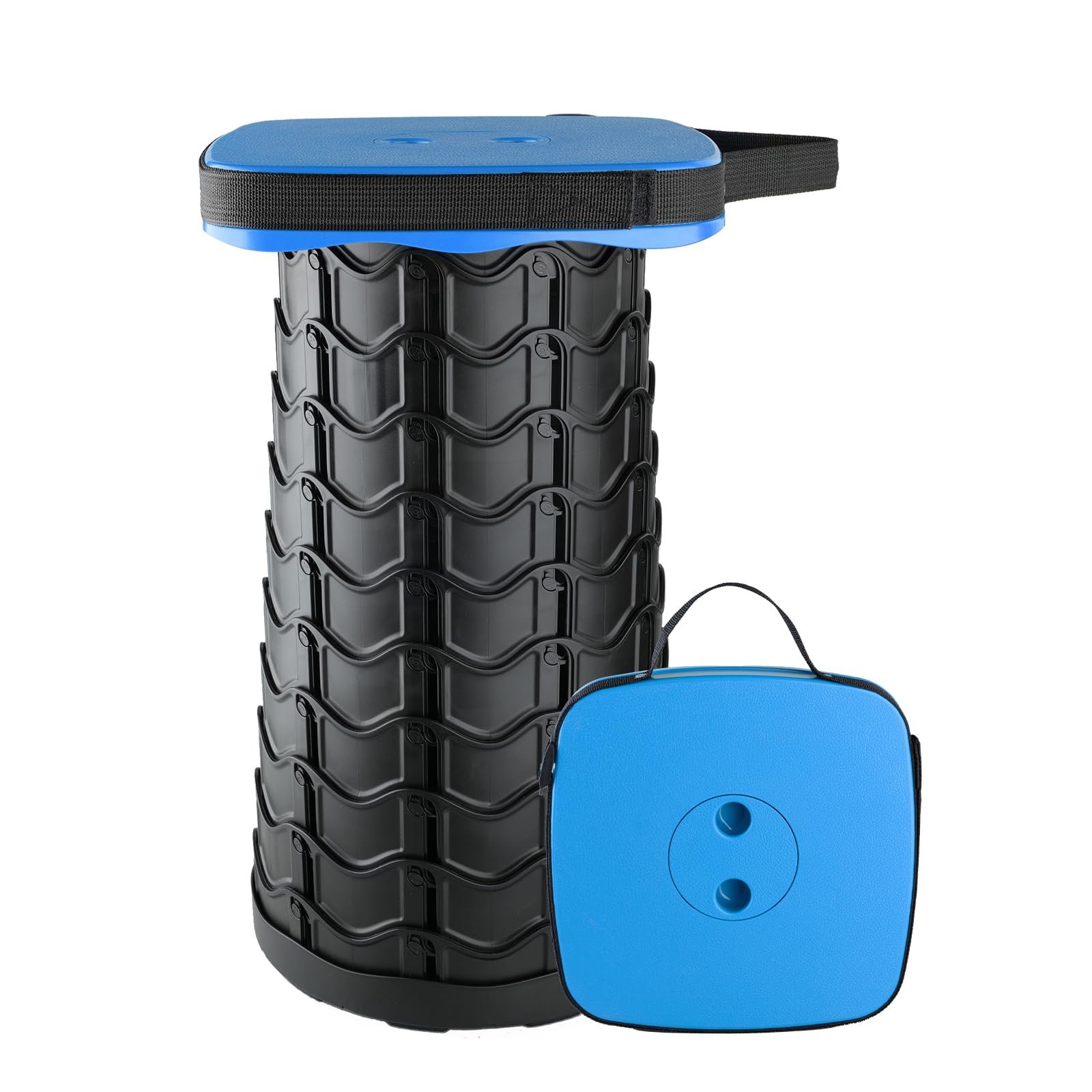 Boreeman Collapsible Square Portable Stool – Lightweight Yet Sturdy With 400lbs Load Capacity, Upgraded Foldable for Camping, Fishing, Hiking, BBQ (Blue)