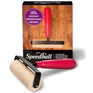 Speedball Deluxe Soft Rubber Brayer – 40/42 Durometer Roller With Heavy Duty Steel Frame – 4 Inches – 4126