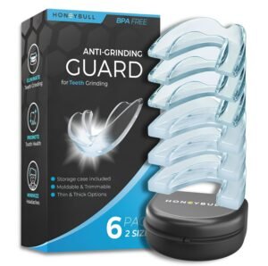 HONEYBULL Mouth Guard for Grinding Teeth [6 Pack – 2 Sizes] for Clenching at Night, Whitening & Sports