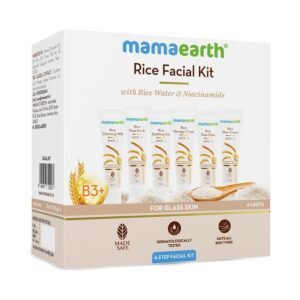 Mamaearth Rice Facial Kit With Rice Water & Niacinamide for Glass Skin – 60 g | Salon-Like Glowing Skin in 6 Easy Steps | Improves Skin Texture | Instant Glow | Suitable for all skin types