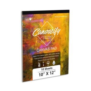 Primed Cotton Canvas Pads for Oil Acrylic Painting -10″ x 12″ (10 Sheet)