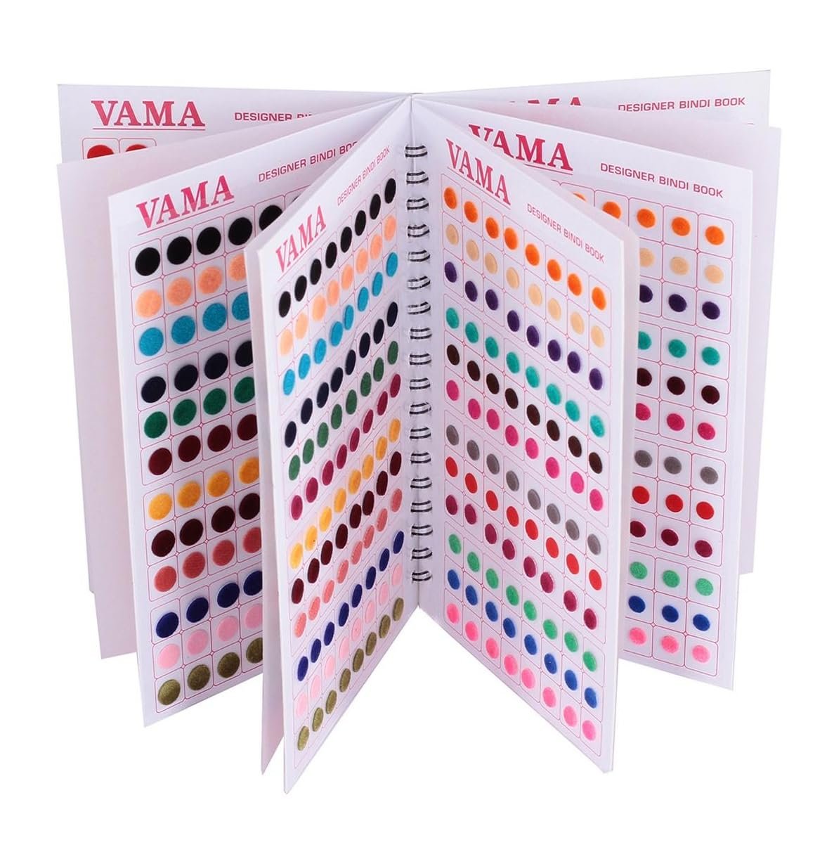 VAMA Premium Velvet Self-Adhesive Skin Simple Plain Round Multicolour Kumkum Sticker Bindiya Bindis Spiral Bindi Booklet for Women (Pack of 948 – Bindi Book)