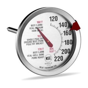 Roasting Meat Thermometer T729E, Oven Safe, Large 2.5-Inch Easy-Read Face, Stainless Steel Stem and Housing