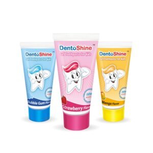 DentoShine Gel Toothpaste for Kids | Pack of 3 Flavors (Strawberry, Mango & Bubblegum, 80g each) | IDA Accepted | Ages 2+