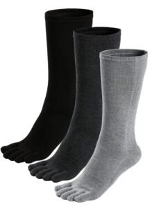 Mens Toe Socks Cotton Five Finger Socks Sports Running Crew Socks, UK 6-10/EU 39-45, 3/5 Pairs