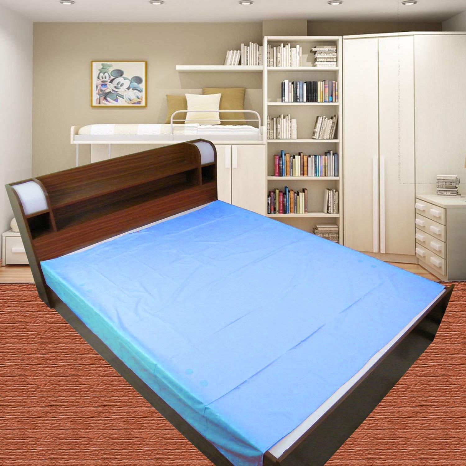 Dolphers Waterproof Plastic Mattress Protection Sheet for Baby and Adult – Double Bed/King Size – 7.5 x 6.5 feet – Blue