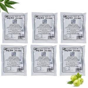AYU HINA Natural Black Hair Color (40g x Pack of 6) – Ayurvedic Henna Powder, Ammonia-Free, Zero Peroxide, Perborate & Bleach Free, 100% Grey Coverage