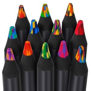 KUCHEY Rainbow Pencils 12 Colors, Jumbo Colored Pencils for Kids and Adults, Multicolored Art Supplies, Stocking Fillers, Christmas Gifts