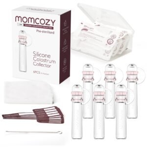 Momcozy Colostrum Collector Reusable Breast Milk Collector with Storage Case and Cotton Wipe, Portable Colostrum Container BPA Free, 5ml-6pcs