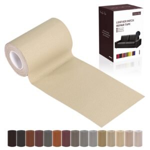 Leather Repair Patch Tape, Light Beige, 3 x 61 inch, Self-Adhesive Leather Repair Kit for Furniture, Car Seat, Vinyl Leather Repair Kit for Office Chairs, Couch, Sofa, Luggage