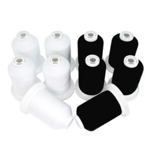 New brothread 5 White+5 Black Colors Multi-Purpose 100% Mercerized Cotton Threads 30WT(50S/3) 600M(660Y) Each Spool for Quilting, Sewing and Embroidery