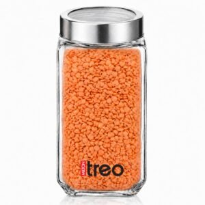 Treo by Milton Cube Airtight Storage Glass Container 1000ml Food Grade Stackable & Modular Transparent Storage Organizer Jars for Kitchen, Tea, Coffee, Sugar, Dry Fruits