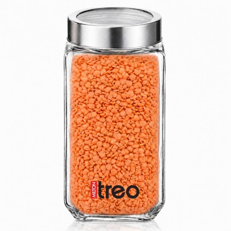 Treo by Milton Cube Airtight Storage Glass Container 1000ml Food Grade Stackable & Modular Transparent Storage Organizer Jars for Kitchen, Tea, Coffee, Sugar, Dry Fruits