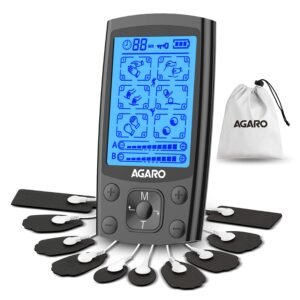 AGARO Dual Channel TENS and EMS Unit TM2421, 24 Modes, 20 Intensity Levels, Rechargeable, Full Body Muscle Relaxation Device, 10 Gel Pads Included
