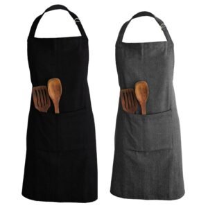 Cotton Apron for Kitchen-Adjustable Belt-Unisex Apron with Utility Pocket-Cooking Kitchen Apron-Free Size