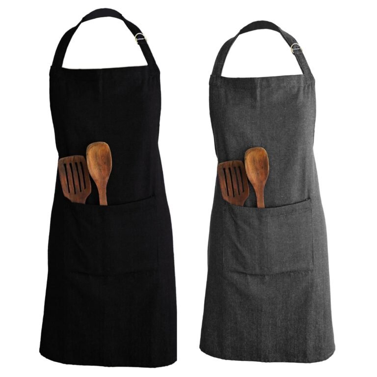 Cotton Apron for Kitchen-Adjustable Belt-Unisex Apron with Utility Pocket-Cooking Kitchen Apron-Free Size