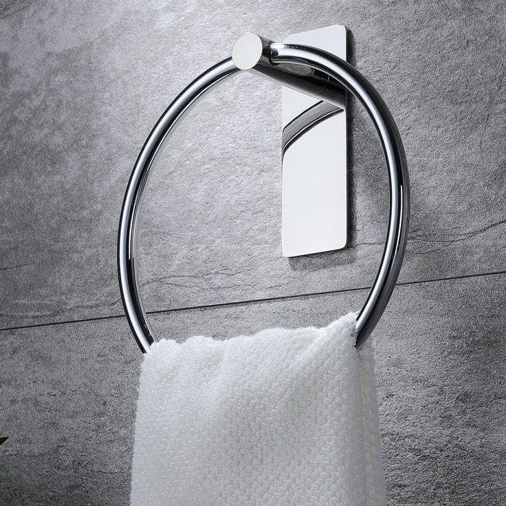 iSTAR Stainless Steel Self Adhesive Round Towel Ring | No Drilling Wall Mounted Bathroom Accessories | Durable Napkin Hand Towel Holder for Kitchen, Wash Basin, Home and Hotels