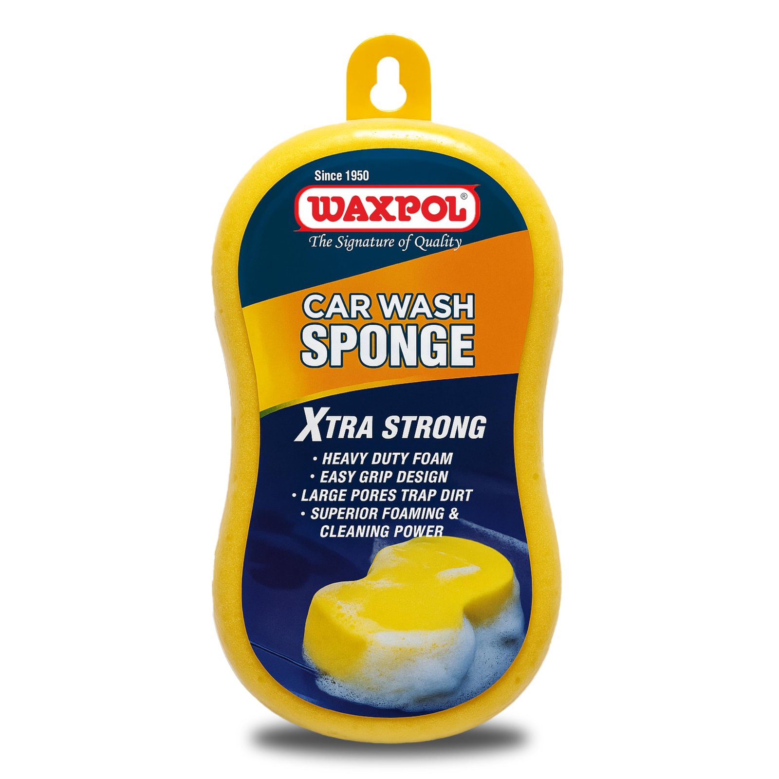 Waxpol Car Wash Xtra Strong Sponge | Extra Strong, Durable & Long-Lasting | Large Size for Effective Car & Bike Cleaning