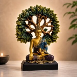 eCraftIndia Lord Buddha Statue for Home Decor Living Room | Gautam Buddha Idol Under the Bodhi-Tree | Showpiece Gift for Housewarming Birthday