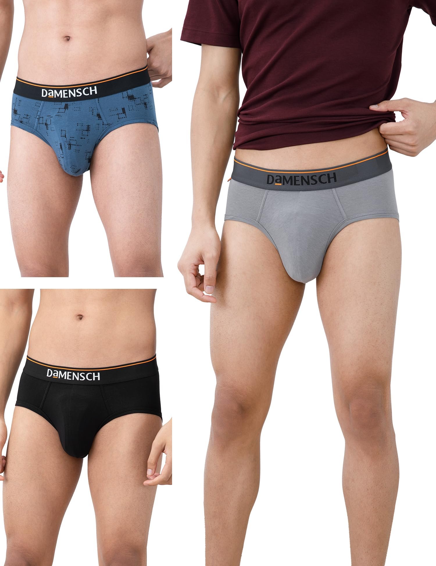 DAMENSCH Deo-Cotton Solid Underwear for Men Combo Breathable Inner Cotton Briefs Pack No-Marks Waistband Moisture Wicking