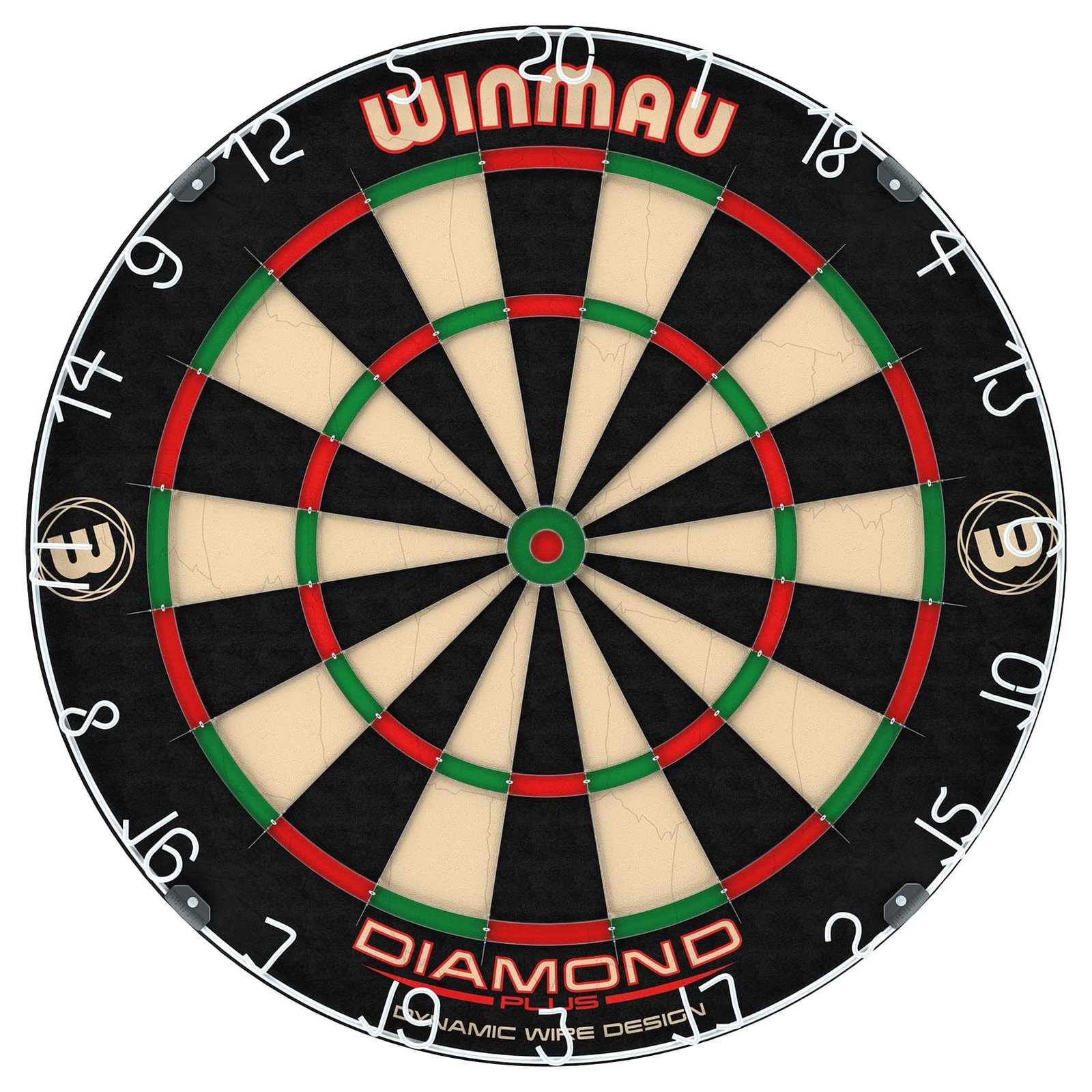 Winmau Diamond Plus Tournament Bristle Dartboard with Staple-Free Bullseye for Higher Scores and Fewer Bounce-Outs