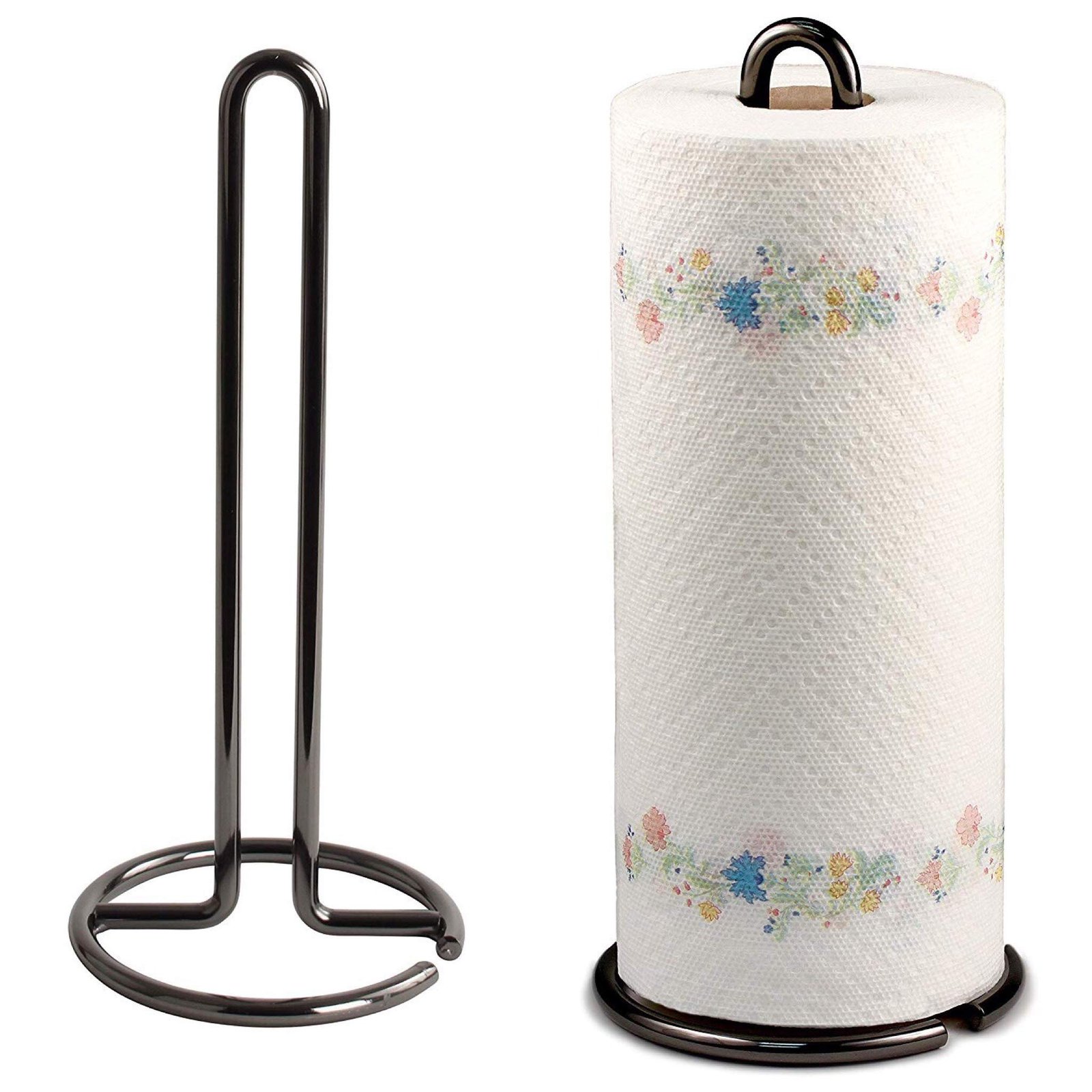 Kundi Wrought Iron Kitchen Tissue Paper roll Holder (Black)